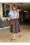 Şans Li̇fe Women's Elastic Waist Zippered Polo Collar Poplin Parachute Fabric Medium Length Dress - 5