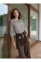 Brown Bebe Collar Plaid Women's Shirt - 6