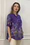 Women's Multi-Colored Patterned Italian Style Half-Button Judge Collar Blouse - 4