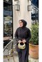 Women's Belt Detailed Gold Buckle Modern Cut Stylish Hijab Double Set - 4