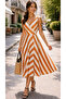 Women's Double-Breasted Collar Striped Strap Summer Diving Dress - 3