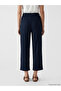 Navy Blue Women's Capri Pants with Elastic Waist - 7