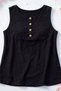 Women's black collar embroidery detailed cotton linen thick strap blouse - 2