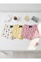 3-Piece Cotton Thin Breathable Satin Ribbon Waist Detail Ayicik-Li̇mon-Kurdele Patterned Shorts Single Bottom Pajamas