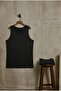 Men's Black Undershirt Set of 4 Cotton Ribbed Crew Neck Wide Strap Undershirts - 4