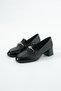Calista Genuine Leather Black Patent Leather Women's Thick Heeled Shoes - 2