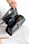 Nçs Black Patent Leather Lock Detailed Baguette Women's Crossbody Bag - 4