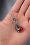 Stainless Steel Anthracite Color Red-Black Crystal Glass Detailed Eagle Claw Necklace - 6