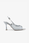 Silver Stylish Stone-Embellished Thin Heel Women's Evening Dress Shoes - 8