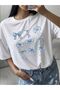 Women's Blue Small Ribbon Printed T-Shirt