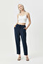 Women's Ankle-Length Summer Trousers with Elastic Waist and Double Pockets