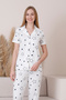 Mrn 6872 Short Sleeve Starry Single Jersey Fabric Buttoned Women's Pajama Set - 2
