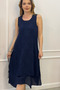 100% Organic Cotton Women's Side Tie Front Embroidery Detailed Sleeveless Authentic Dress