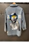 simpson detaylı marilyn baskılı denim ceket