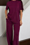 Women's Plum Modal Fabric Short Sleeve Tracksuit Set 1098 - 8