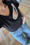 Black Padded Stone Low-Cut T-Shirt - 4