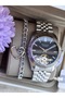 Automatic Battery-Free Silver Color Steel Cord, Black Dial Women Wrist Watch Stylish Gift Boxed - 4