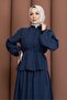 Pleated Front Double Suit in Navy Blue