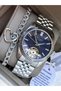 Automatic Battery-Free Silver Color Steel Cord, Navy Blue Dial Women's Wristwatch in Stylish Gift Box - 6
