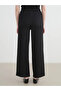 Black Textured Women's Trousers with Elastic Waist - 3