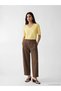 Brown high waist Pleated women's fabric trousers - 7