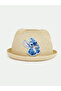 Beige Stitch Embroidered Straw Baby Girl Hat - 2