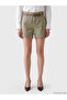 Khaki Belted Loose Fit Women's Jean Shorts - 7