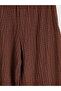 Brown Textured Wide-Legged Girls' Trousers