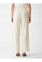 White Elastic Waist Textured Muslin Women's Trousers - 3