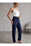Minella Fashion Women's Navy Blue Skinny Leg Fabric Trousers High Waist Slim Fit Office Chic - 2