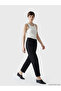 Black High Waist Pleated Women's Fabric Trousers - 7