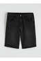 Black Standard Fit Men's Jean Shorts - 4