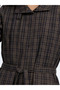 Brown Hakim Collar Plaid Oversize Women's Shirt - 3