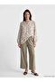 Khaki Elastic Waist Textured Satin Women's Trousers - 4