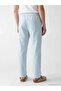Blue Comfortable Fit Linen Look Men's Trousers - 6