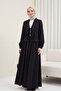 Modal Suit with Front Tie and Flywheel Detail Skirt - Black