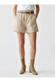 Beige Belted Paperbag Women's Jean Shorts - 2