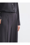 Anthracite Wide Leg Women's Pleated Trousers with Elastic Waist - 8