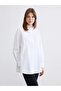 White Hakim Collar Poplin Oversized Women's Shirt Tunic - 7