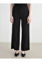 Black Textured Women's Trousers with Elastic Waist - 2