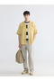 Beige Comfortable Fit Linen Look Men's Trousers - 7