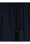 Navy Blue Elastic Waist Carrot Cut Women's Trousers - 3