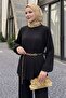 Pleated Chiffon Black Suit with Loose Trousers - 2