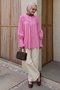 Ruffled Sleeve Pink Shirt