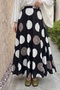 Large Polka Dot Pattern Chiffon Satin Skirt Black - 4