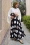 Large Polka Dot Pattern Chiffon Satin Skirt Black - 5