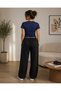 Women's 100% Cotton Crop T-Shirt & Wide-Leg Pants Set Comfortable Oversized Casual Style - 2