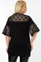 V-Neck Lace Detailed Stone Printed Short Sleeve Slit Blouse - 5
