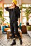 Women's Black Kangaroo Pocket Hooded Fleece Inside Tracksuit Set ETKM-0000052 - 6