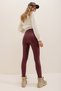 Burgundy Elastic Waistband, Inner Lycra, Faux Leather Leggings Alc-X7327 - 6
